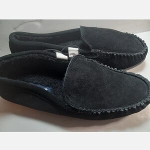 Mens Footwarmers BLack Suede Leather Slippers Size 9M
